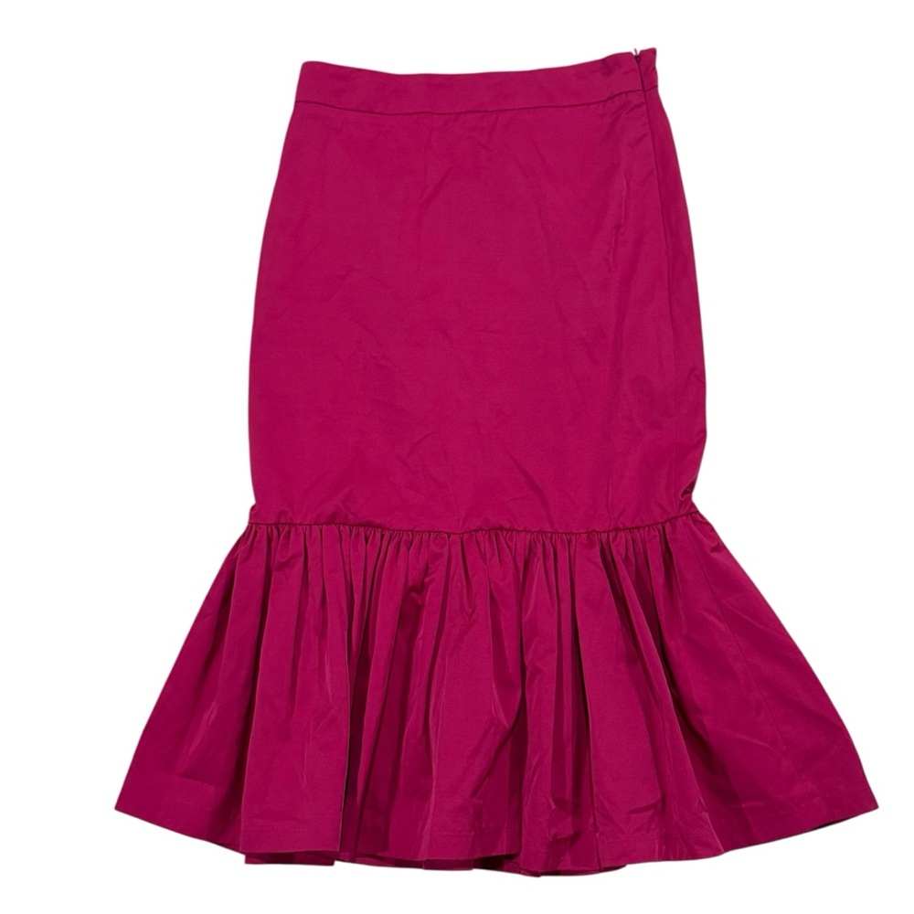 NWT Zara Hot Pink Ruffle Fit And Flare Mermaid Midi Skirt Size M
